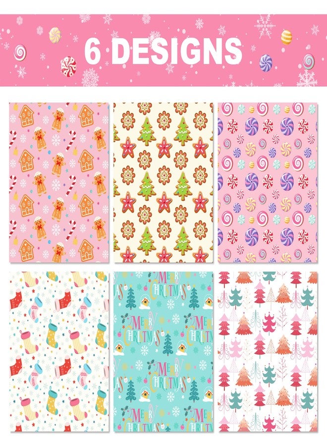 هواف ورق تغليف هدايا عيد الميلاد الوردي من HOWAF، ١٢ ورقة، ورق تغليف هدايا عيد الميلاد الوردي، حلوى عيد الميلاد على شكل عصا زنجبيل مطوية بشكل مسطح، مثالية لصنع هدايا عيد الميلاد وأعياد الميلاد. - Image 2